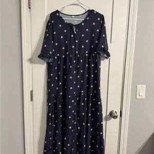 Navy Polka Dot Maxi Dress